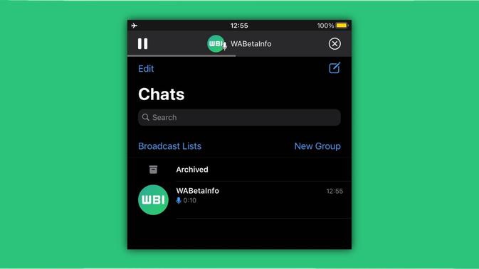 Pesan suara WhatsApp nantinya dapat diputar meski di saat yang sama pengguna sedang membuka chat dari kontak lainnya (Foto: 9to5Mac/WAbetainfo))