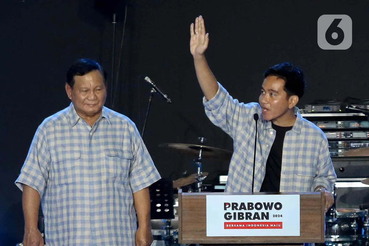 Momen Pidato Kemenangan Hasil Hitung Cepat Pasangan Prabowo-Gibran di Istora Senayan Jakarta