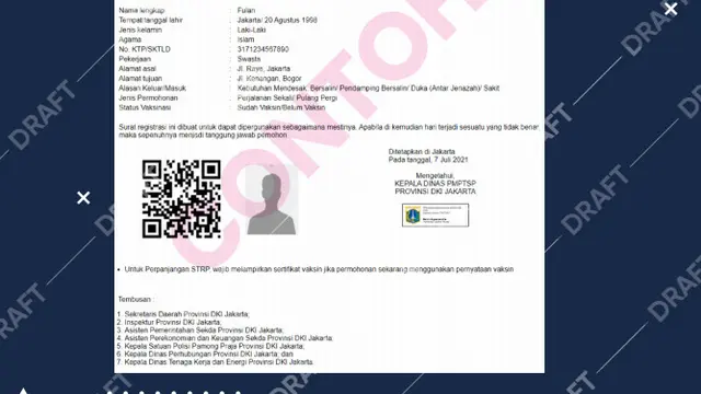 Surat STRP. Dok Pemprov DKI
