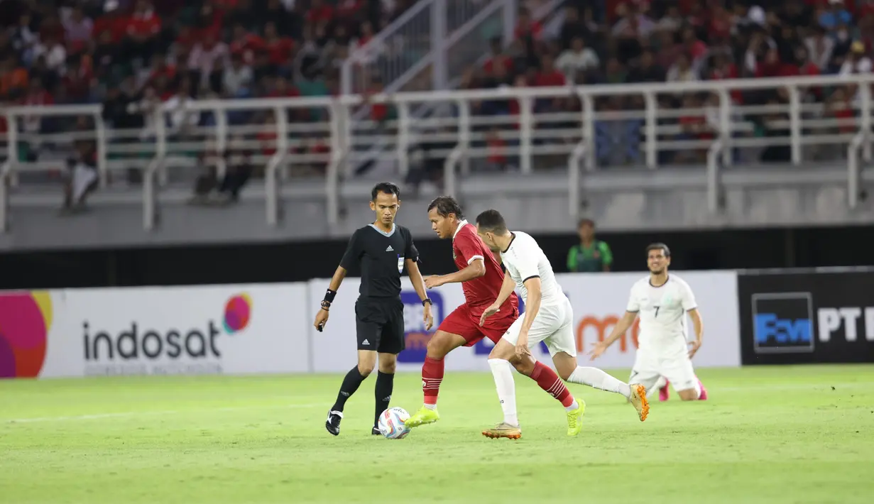 Timnas Indonesia berhasil unggul di laga ini berkat gol Dendy Sulistyawan di babak pertama, sebelum Egy Maulana Vikri di masa injury time. (FOTO: Dok PSSI)