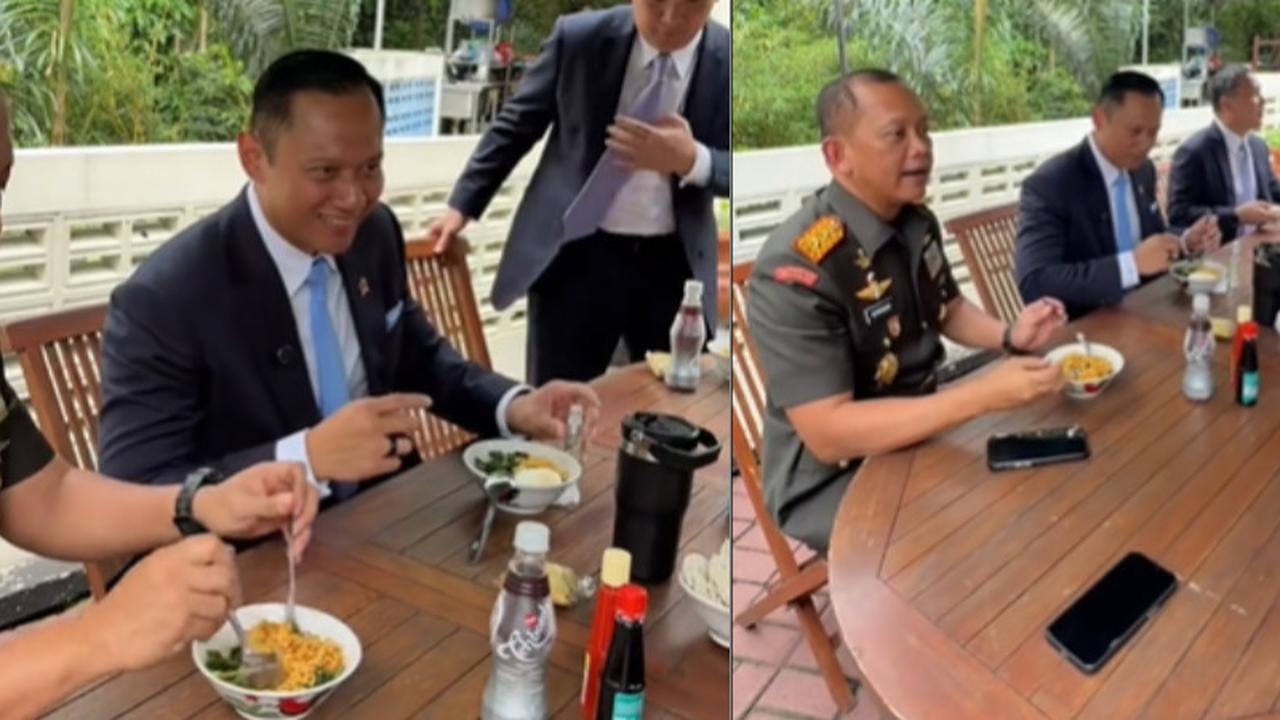 Didampingi Jederal Bintang 3, Penampilan AHY Pakai Jas Sambil Makan Mi Instan Telur Jadi Sorotan