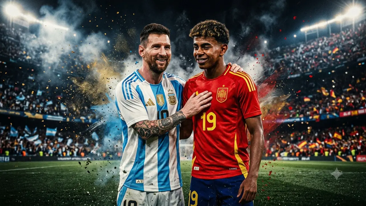 Ilustrasi Lionel Messi, Lamine Yamal