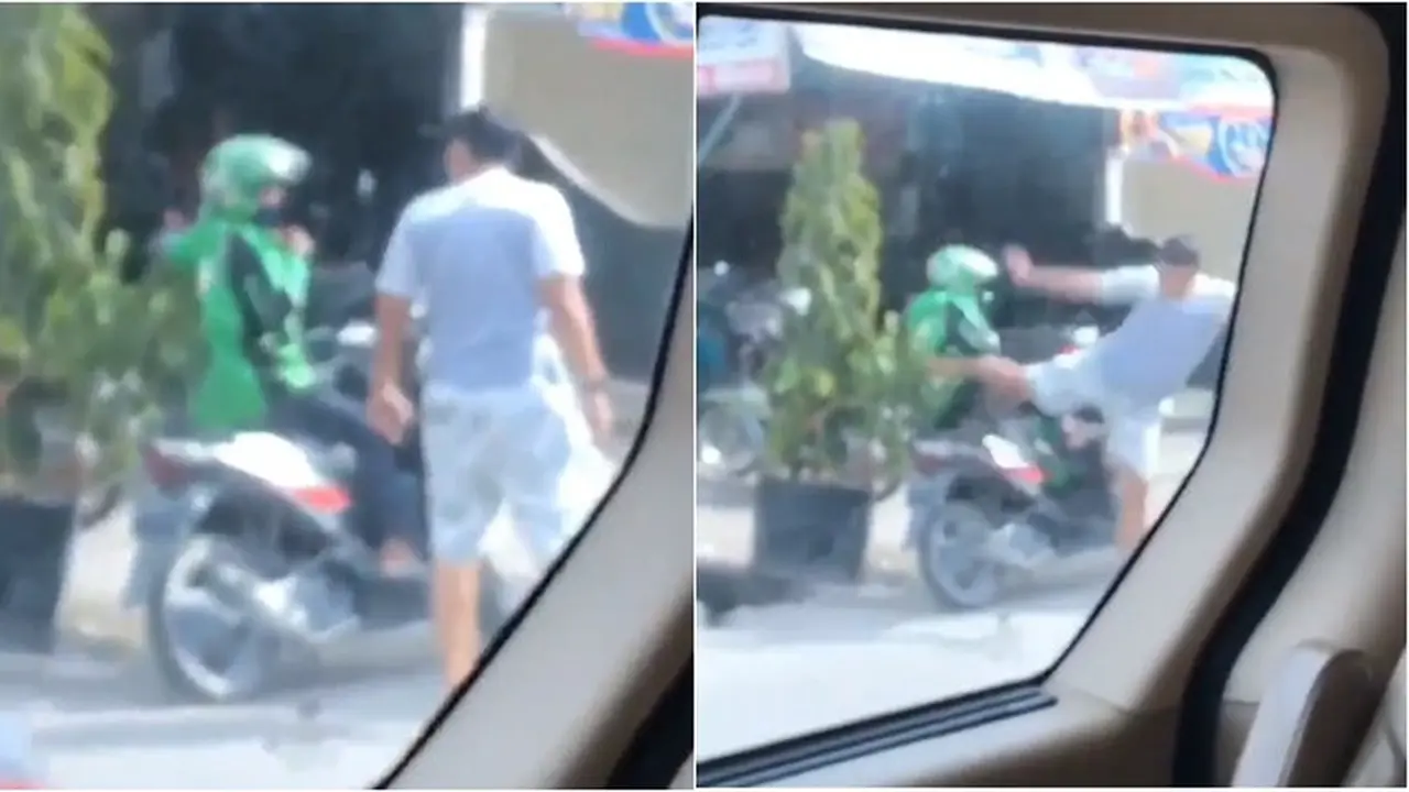 Viral Ojek Online Ditendang Sampai Terjungkal di Jalan, Ini 4 Faktanya