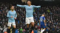 Gabriel Jesus berhasil mencetak dua gol sekaligus membawa Manchester City meraih kemenangan 3-1 atas Everton, pada laga pekan ke-17 Premier League di Stadion Etihad, Sabtu (15/12/2018) malam WIB. (AFP/