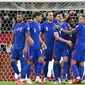 Timnas Inggris menang 4-0 atas Hungaria pada laga keempat Grup I kualifikasi Piala Dunia 2022 di Puskas Arena, Jumat (3/9/2021) dini hari WIB. (AFP/Attila KISBENEDEK)