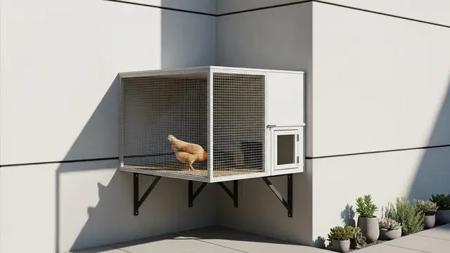 Model Kandang Ayam Nempel di Tembok Rumah untuk Lahan Sempit/Gemini AI