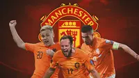 Manchester United - Daley Blind, Donny Van De Beek, Robin Van Persie (Bola.com/Decika Fatmawaty)