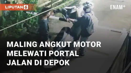 VIDEO: Viral Maling Angkut Motor Melewati Portal Jalan di Sawangan Depok