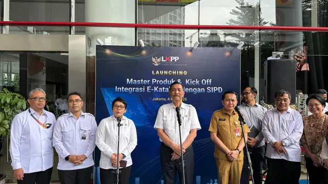 Ketua Dewan Ekonomi Nasional (DEN) Luhut Binsar Pandjaitan dalam peluncuran master produk serta kick-off integrasi katalog elektronik dengan Sistem Informasi Pemerintahan Daerah (SIPD) oleh LKPP di Jakarta, Senin (4/5/2026). (Dok LPPP)