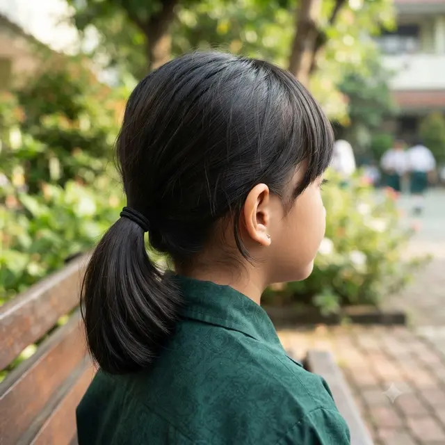 Model Kuncir Rambut Anak Sekolah untuk Rambut Pendek