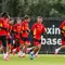 Para pemain Timnas sBelgia mengikuti sesi latihan di kompleks pelatihan nasional mereka di Tubize pada 4 Juni 2026, menjelang turnamen sepak bola Piala Dunia FIFA 2026. (BRUNO FAHY/Belga/AFP)