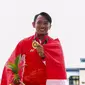 Atlet Indonesia, Muhammad Zahidi Putu, menyabet medali emas SEA Games 2017 dari ski air nomor overall putra di Putrajaya, Sabtu (26/8/2017). (Twitter/KL2017)
