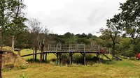 Jembatan kayu, yang awalnya dikenal sebagai Jembatan Posingford, yang dibangun pada tahun 1907 di Ashdown Forest dan yang menginspirasi penulis Winnie the Pooh A.A. (HANDOUT/SUMMERS PLACE AUCTIONS/AFP)