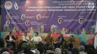 Suasana diskusi yang diikuti oleh Kepala PPATK Kiagus Ahmad Badaruddin, Menteri Hukum dan HAM Yasona Laoly, Ketua KPK Agus Rahardjo, Ketua DPR RI Bambang Soesatyo di gedung PPATK, Jakarta, Selasa (17/4). (Liputan6.com/Angga Yuniar)