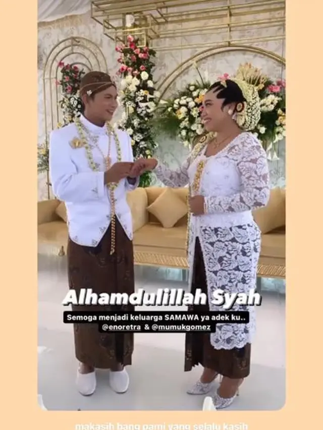 7 Potret Akad Nikah Mumuk Gomez dan Eno Retra, Usung Adat Jawa