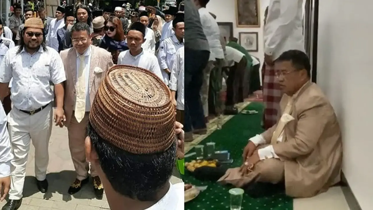 6 Momen Hotman Paris Melayat Gus Sholah, Duduk Manis di Belakang Jamaah