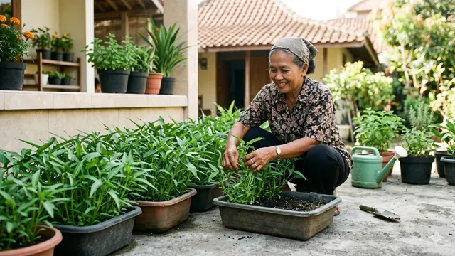 Ide Kebun Sayur dalam Pot Simpel (Foto: Gemini AI)