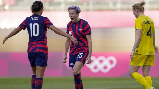 Foto: Amerika Serikat Sabet Medali Perunggu Sepak Bola Putri Olimpiade Tokyo 2020 usai Drama Tujuh Gol Melawan Australia