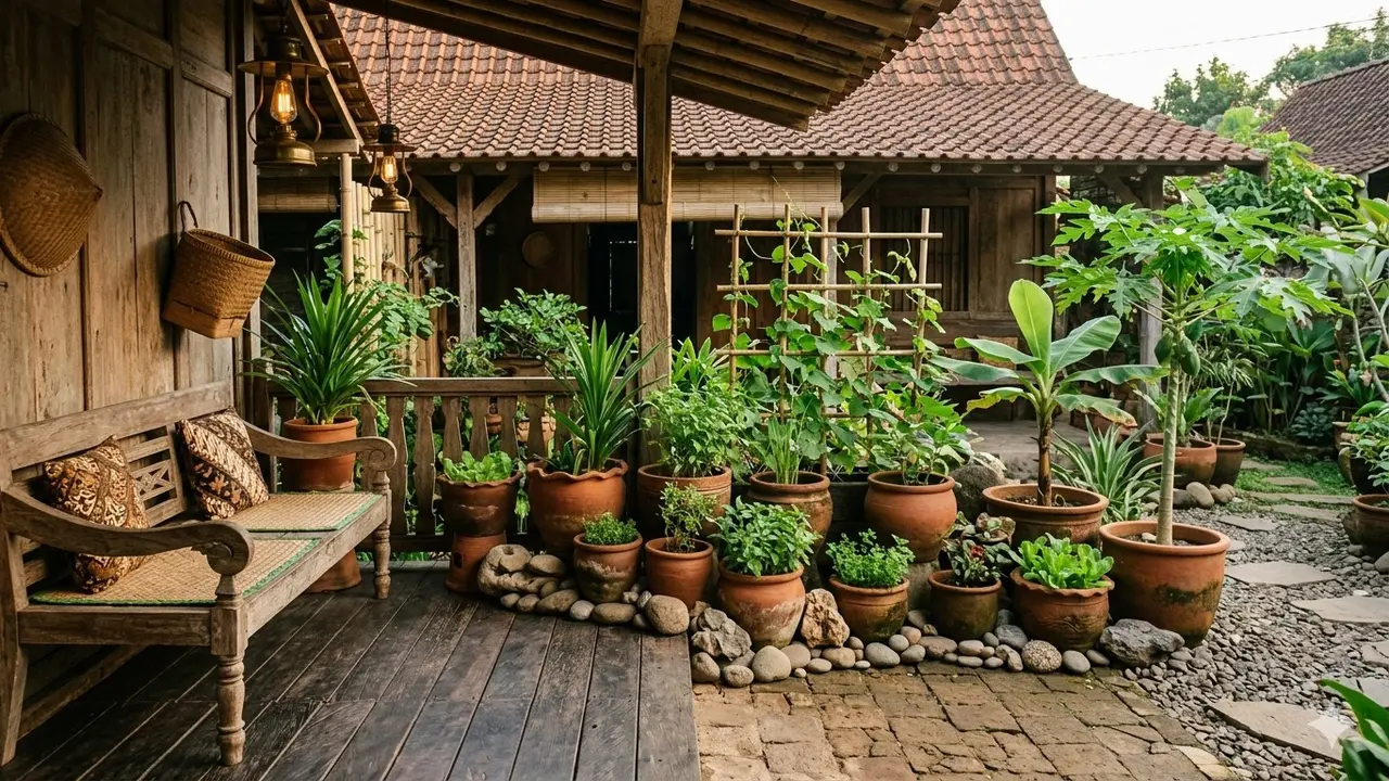 Mini Food Forest di Teras Rumah Kampung (Foto: Gemini AI)