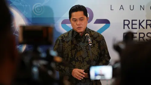 Menteri BUMN Erick Thohir meluncurkan Program Rekrutmen Bersama BUMN 2022 pada Selasa (12/4/2022). (Foto: Kementerian BUMN/Permana Aji)