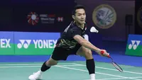 Tunggal putra Indonesia Jonatan Christie saat menghadapi Ng Ka Long Angus dari Hong Kong pada babak 32 besar India Open 2024 di K.D.Jadhav Indoor Hall, New Delhi, Rabu, 17 Januari 2024. (foto: PBSI)