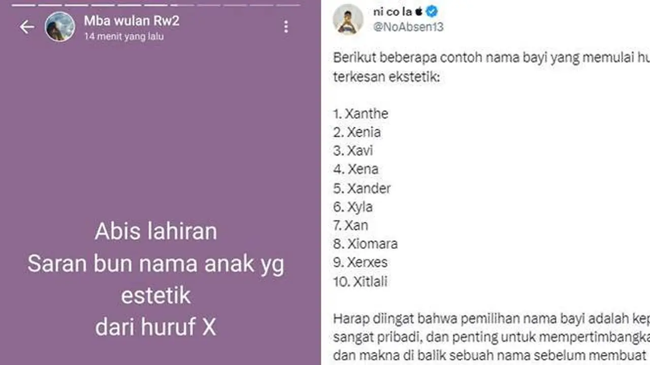7 Rekomendasi Nama Anak dari Huruf X ala Netizen Ini Kocak