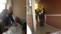 Kakek ini datang ke rumah sakit dengan tuksedo untuk rayakan ulangtahun pernikahan dengan istrinya. Foto: Elitedaily.