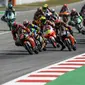 No. 2 (Gabriel Rodrigo) dan No. 52 (Jeremy Alcoba) berada di posisi terdepan di event Kelas Moto3, di sirkuit Catalunya - Barcelona. (Dok MotoGP)