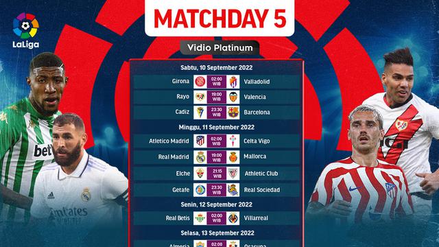 Jadwal dan Live Streaming Liga Spanyol 2022/2023 Matchday 5 di Vidio, 10-13 September 2022