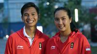 Ganda campuran tenis Indonesia, Christopher Benjamin Rungkat (kiri) dan Aldila Sutjiadi. ANTARA FOTO/INASGOC/Hendra Syamhari