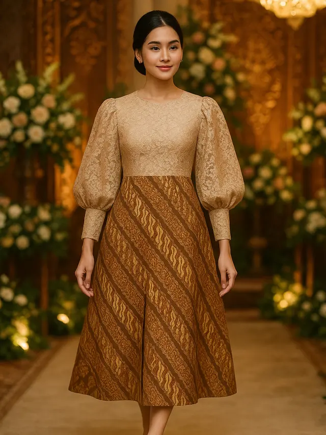 Model Batik Brokat Lengan Gelembung