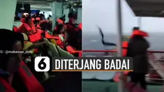 Beredar video suasana Kapal Ferry ketika diterjang badai di tengah laut. Beruntungnya kapal itu bisa berlabuh di pelabuhan walaupun dengan waktu yang cukup lama.