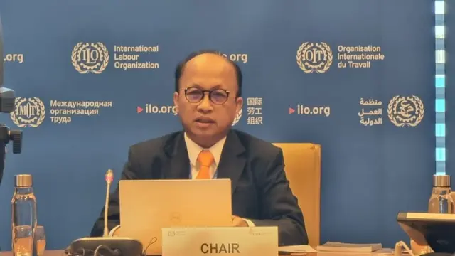 Sekretaris Jenderal Kementerian Ketenagakerjaan, Anwar Sanusi, yang menjabat Chair G20 EWG periode 2021-2022, Jumat (11/11/2022). (Dok Kemnaker)