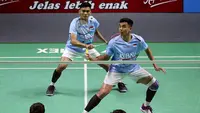 Ganda putra Bagas Maulana/Muhammad Shohibul Fikri lolos ke perempat final Indonesia Open 2024 setelah mengalahkan duet Prancis Christo Popov/Toma Junior Popov 21-11 dan 21-17 di Istora Gelora Bung Karno, Senayan, Jakarta, Kamis (6/6). (foto: PP PBSI)