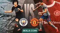 Premier League - Manchester City Vs Manchester United - Nathan Ake Vs Raphael Varane (Bola.com/Lamya Dinata/Adreanus Titus)