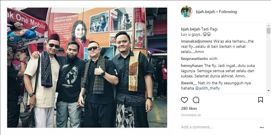 Muhammad Hamzah alias B'jah bersama mantan rekan-rekannya di The Fly. (Instagram - @bjah.bejah)