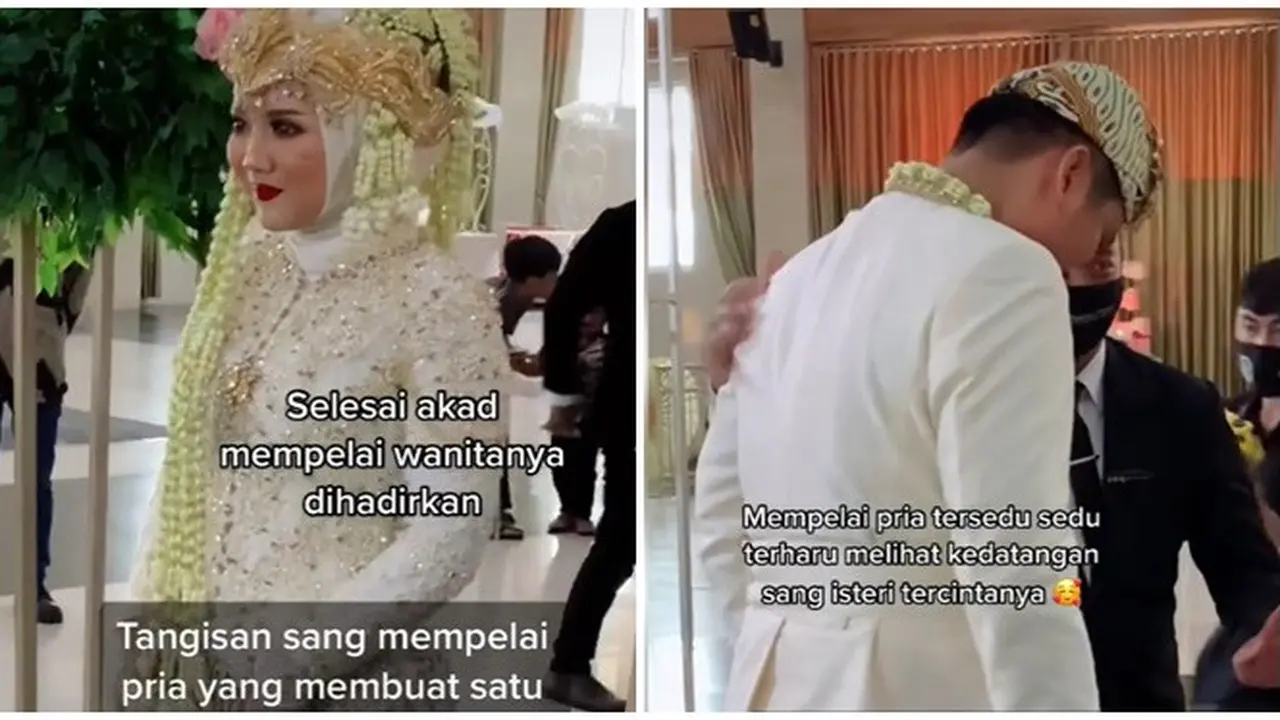 Tunjukkan Cinta Tulus, Mempelai Pria Ini Menangis Bertemu Sang Istri Usai Ijab Kabul