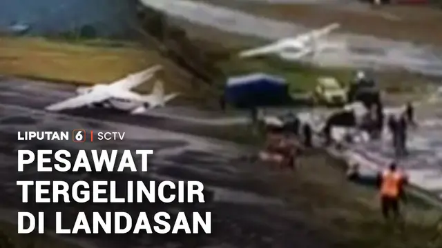 Pesawat Tergelincir di Landasan