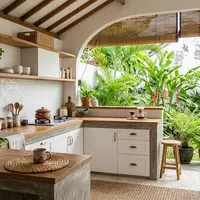 Inspirasi Dapur Belakang Rumah yang Adem Tanpa AC. (AI Generated)