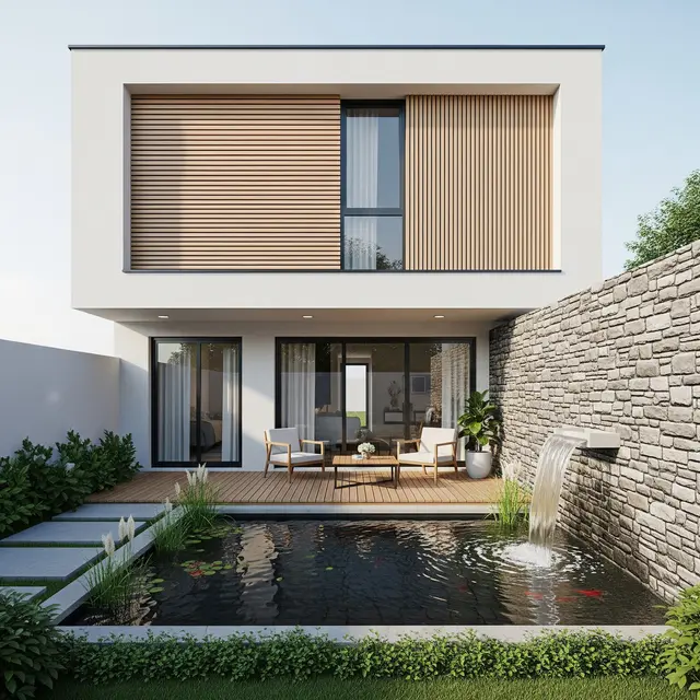 Model Rumah 6x9 dengan Teras Belakang Menghadap Kolam Ikan