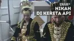 Tujuh Pasang pengantin melaksanakan prosesi perkawinan unik, di depan stasiun dan di kereta api Prambanan Ekspres yang tengah melaju dari Yogyakarta ke Solo