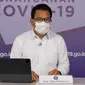 Juru Bicara Satgas Penanganan COVID-19 Wiku Adisasmito saat memberikan keterangan pers perkembangan COVID-19 di Graha BNPB, Jakarta, Selasa (13/7/2021). (Tim Komunikasi Satgas COVID-19)
