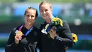 Hasil tersebut membuat Lisa Carrington sukses menyabet dua medali emas kurang dari dua jam atau tepatnya 90 menit. Hal serupa pernah terjadi ketika dirinya berlaga di Olimpiade London 2012 dan Olimpiade Rio 2016 silam. (Foto: AFP/Philip Fong)