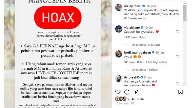 Ayu Dewi Klarifikasi Soal Jet Pribadi
