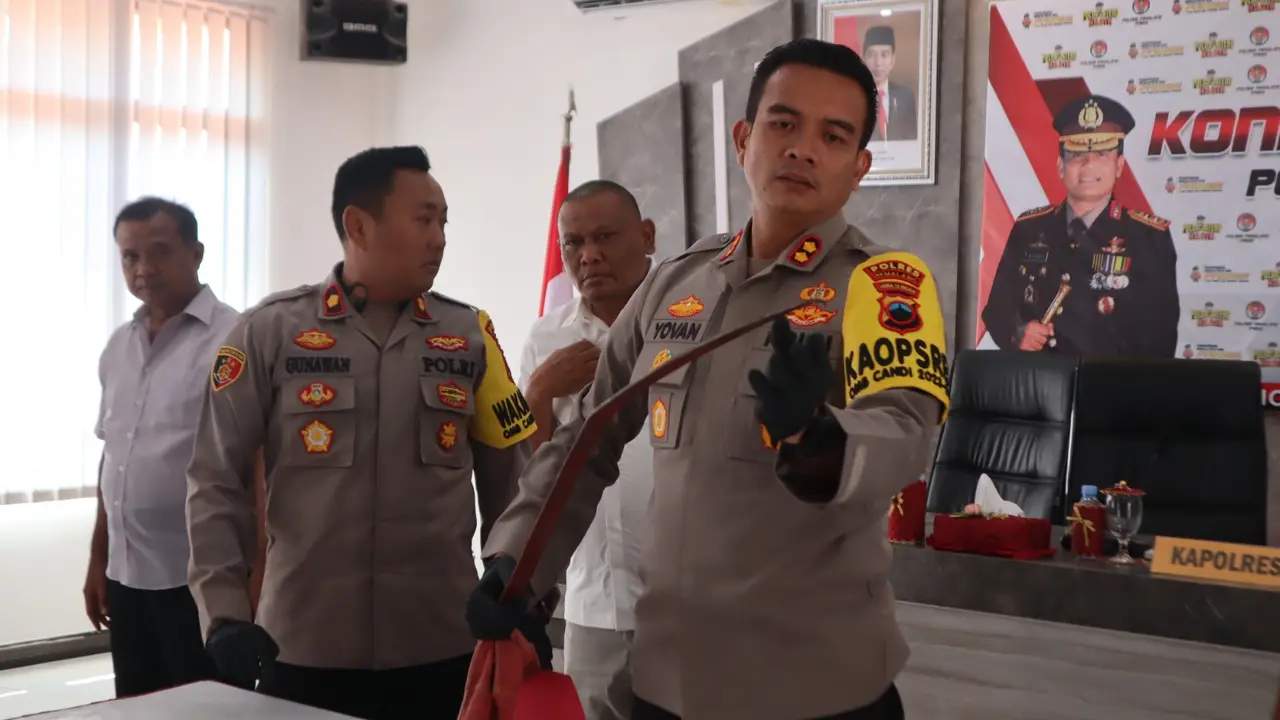 Konferensi pers mengenai perkelahian atau tawuran antar-pelajar di Pemalang. (Foto: Liputan6.com/Humas Polres Pemalang)