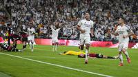 Real Madrid meraih kemenangan 3-0 atas Mallorca pada laga semifinal Piala Super Spanyol 2024/2025 di&nbsp;King Abdullah Sports City, Jeddah, Jumat (10/1/2025) dini hari WIB. Satu dari tiga gol Madrid disarangkan Jude Bellingham pada menit ke-63. Hasil itu membuat Madrid melenggang ke final, dan akan bersua Barcelona. (AP Photo/Altaf Qadri)