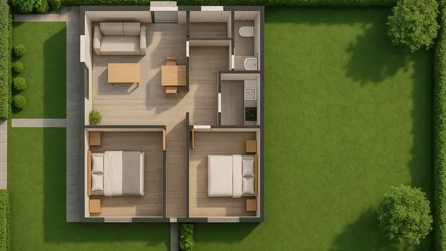 Rumah Sederhana 1 Lantai dengan 2 Kamar Tidur (Foto: Rizka Nur Laily via ChatGPT)
