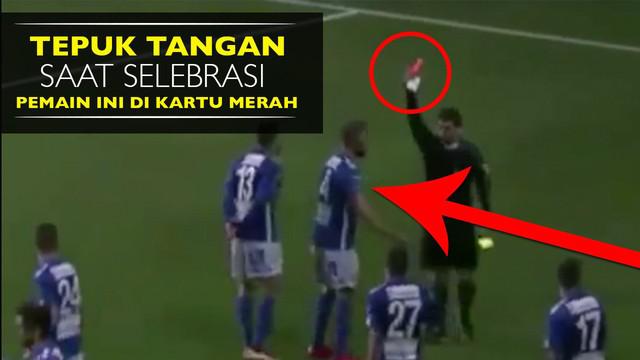 Video selebrasi unik Medi Dresevic pemain klub asal Swedia diganjar kartu merah karena bertepuk tangan di tribun penonton.