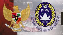 Logo PSSI dan Timnas Indonesia. (Bola.com/Dody Iryawan)