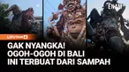 Ogoh-ogoh dari sampah curi perhatian di perayaan Hindu Pengerupukan jelang Nyepi. Salah satu kelompok pemuda Desa Sidakarya membuat ogoh-ogoh ini dari limbah plastik dan kaleng. Sampah di sekitar desa dijadikan karya seni.